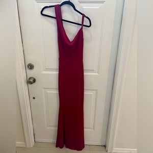 Berry Asymmetric Neckline Cowl Maxi Dress